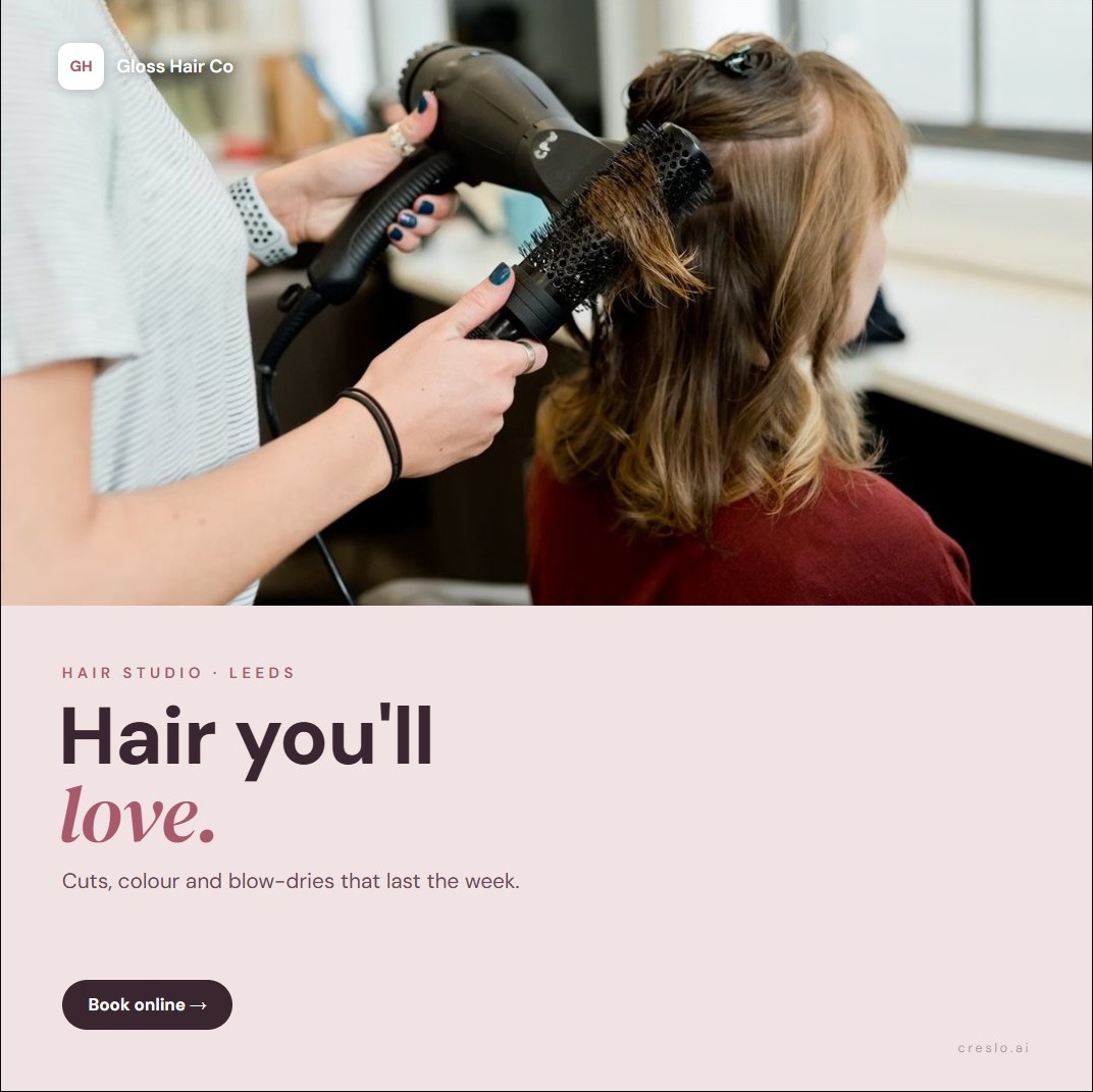 Advert designed by Creslo for Gloss Hair Co